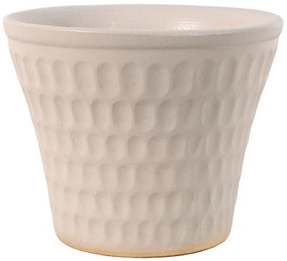 medium white ceramic planter with oval design