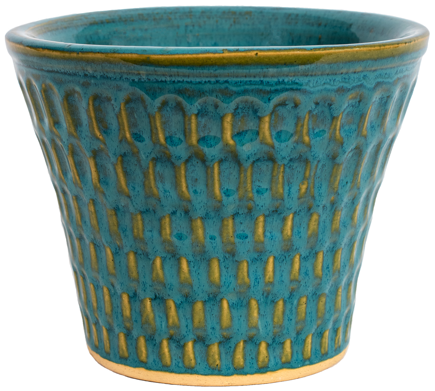 medium turquoise ceramic planter with oval design