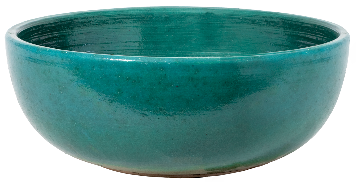 low round turquoise ceramic bowl planter