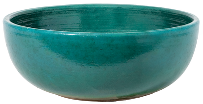 low round turquoise ceramic bowl planter