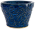 small ceramic planters in blue glaze with swirl design