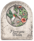 hand painted plaque with humming bird and flower design stating i love you mom
