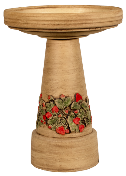 Strawberry Patch Birdbath Set - Handpainted