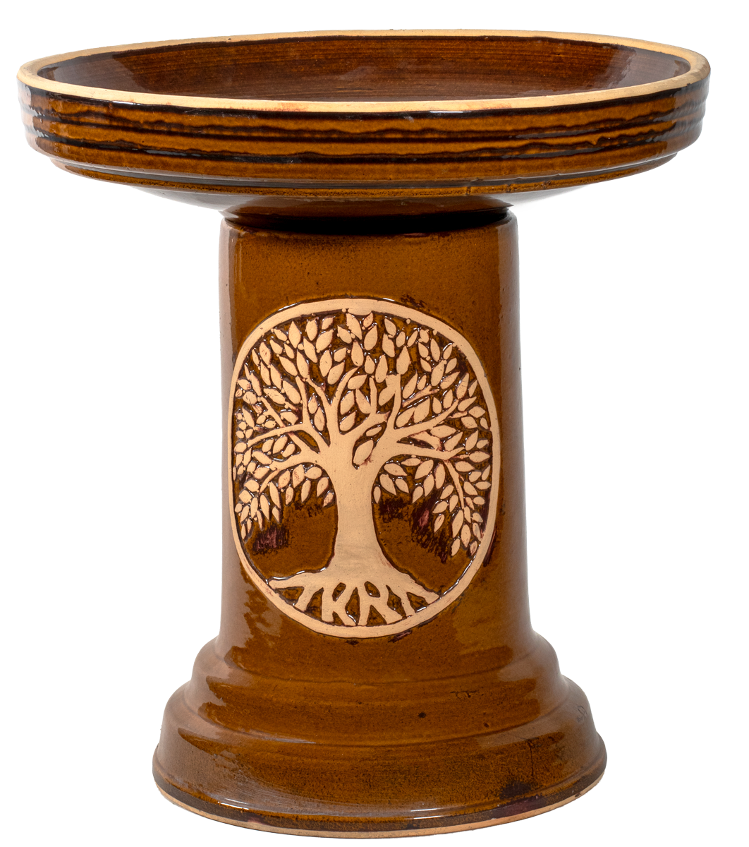 Tree of Life Birdbath Set - Golden Umber
