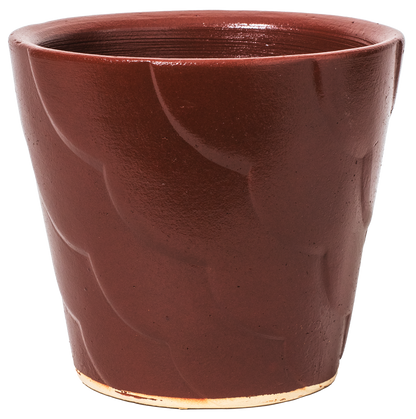 small blush ceramic planter with ribbon design