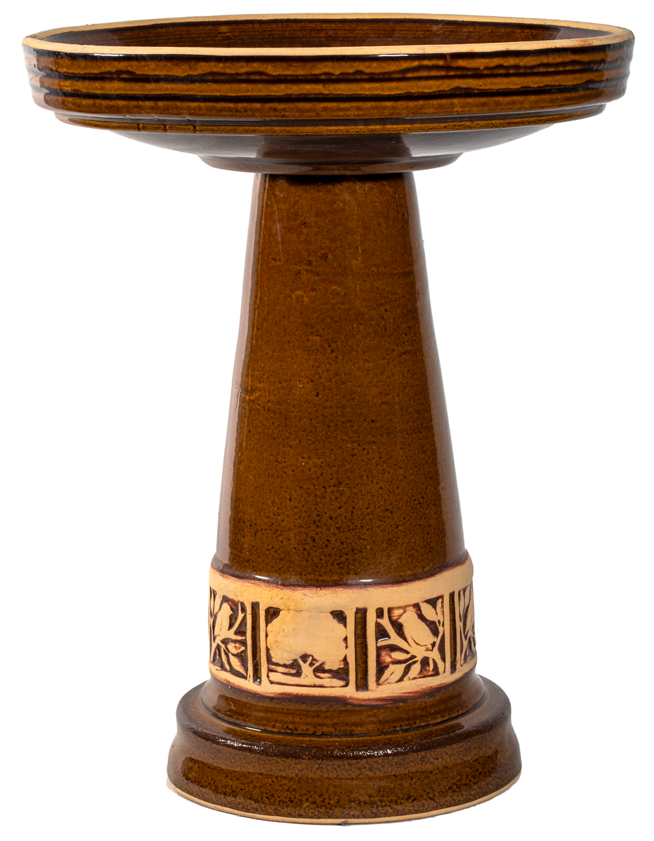 Zanesville Birdbath Set - Golden Umber Simple Top