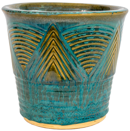Adobe Planter - Mosaic Turquoise – BurleyPottery Adobe Planter - Mosaic Turquoise – BurleyPottery