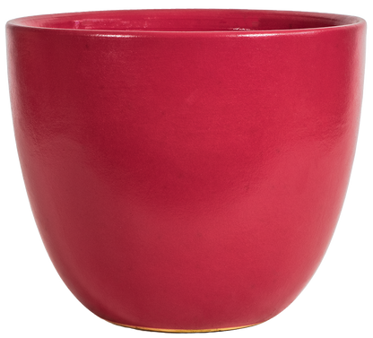 simple modern round egg planter in red glaze