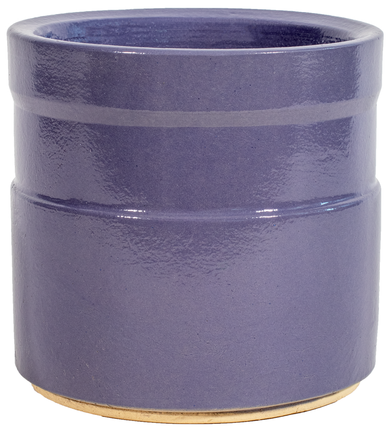 small ceramic cylinder planter in lavender purple glaze