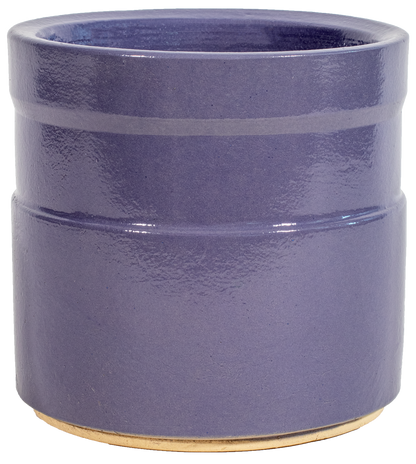small ceramic cylinder planter in lavender purple glaze