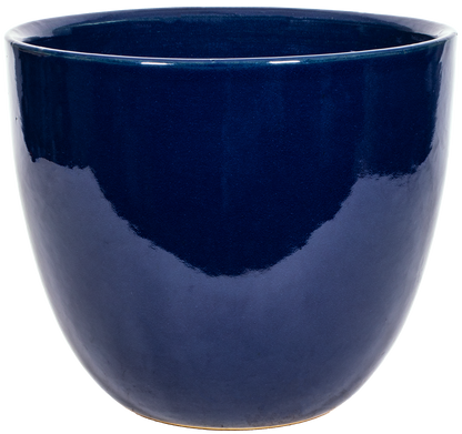 simple modern round egg planter in Blue glaze