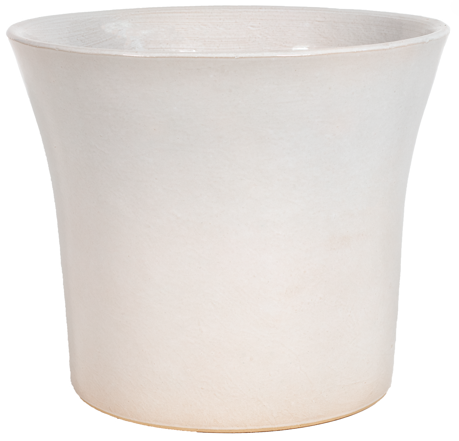 flared round white glazed ceramic planter