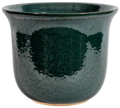 large ceramic green planter in a bell shape