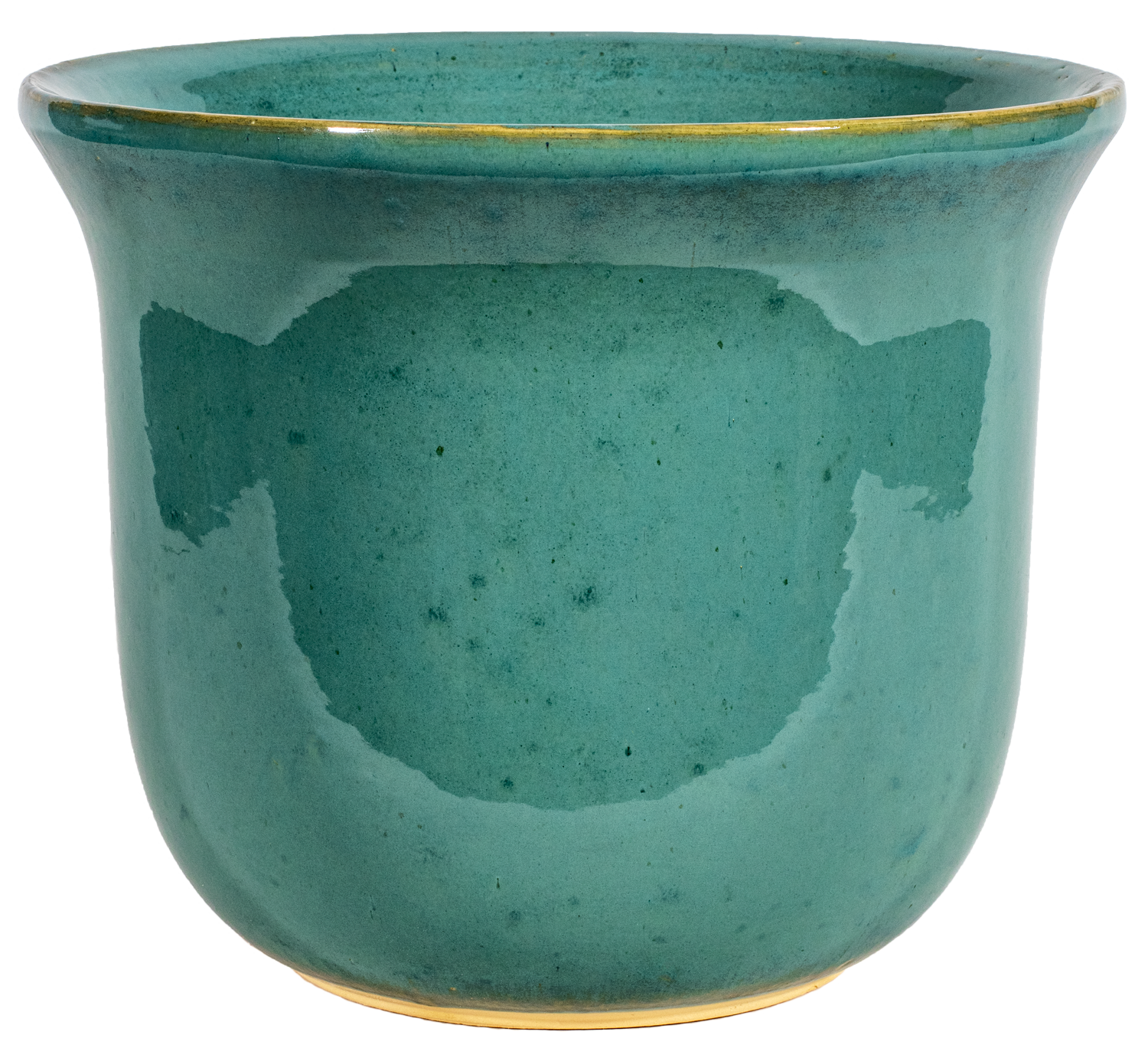 large ceramic turquoise planter in a bell shape