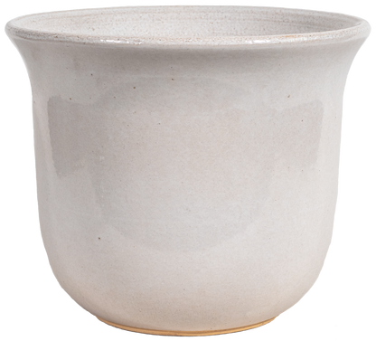 large ceramic white planter in a bell shape