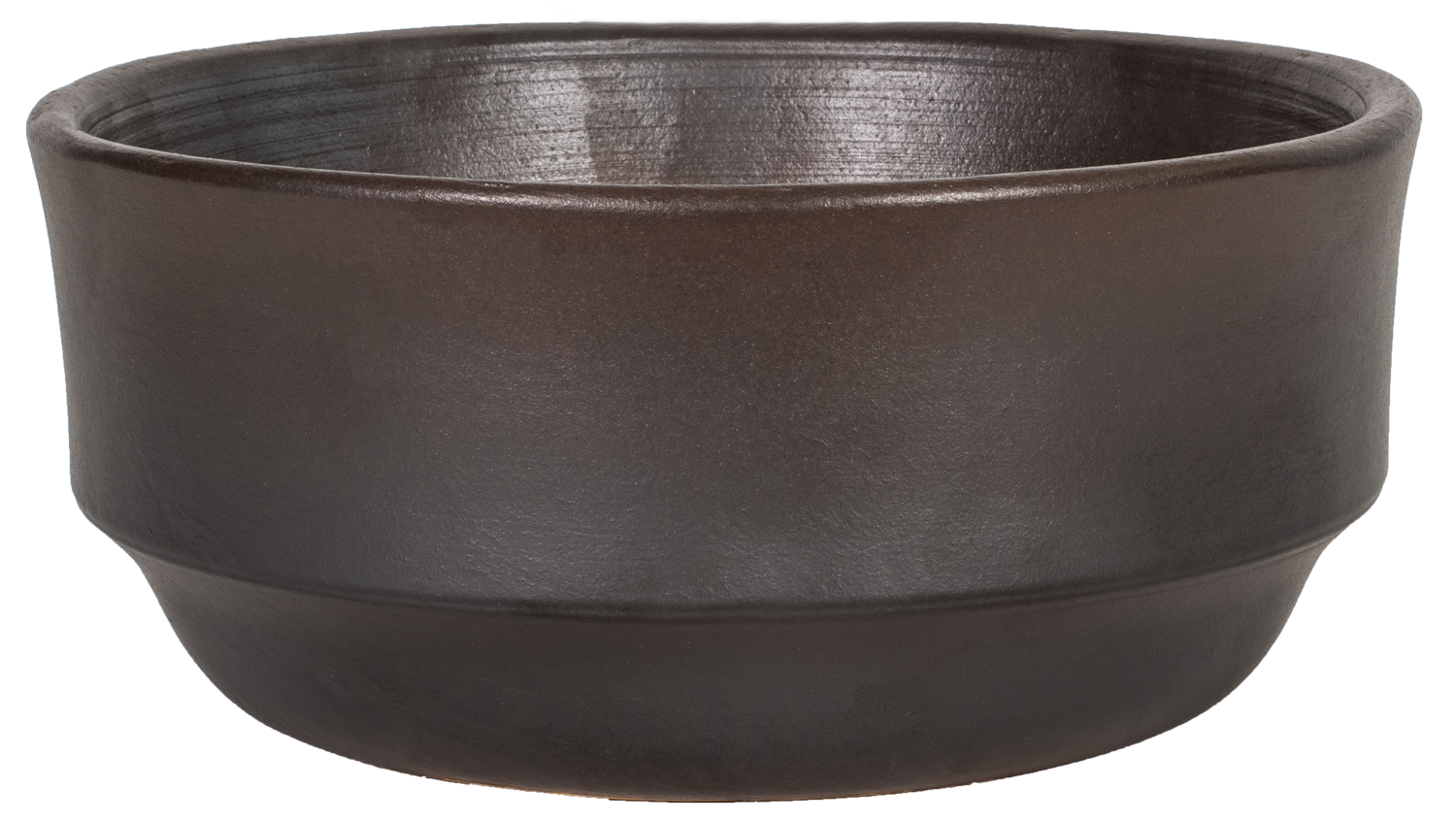 Large rounded bowl planter in brown glaze