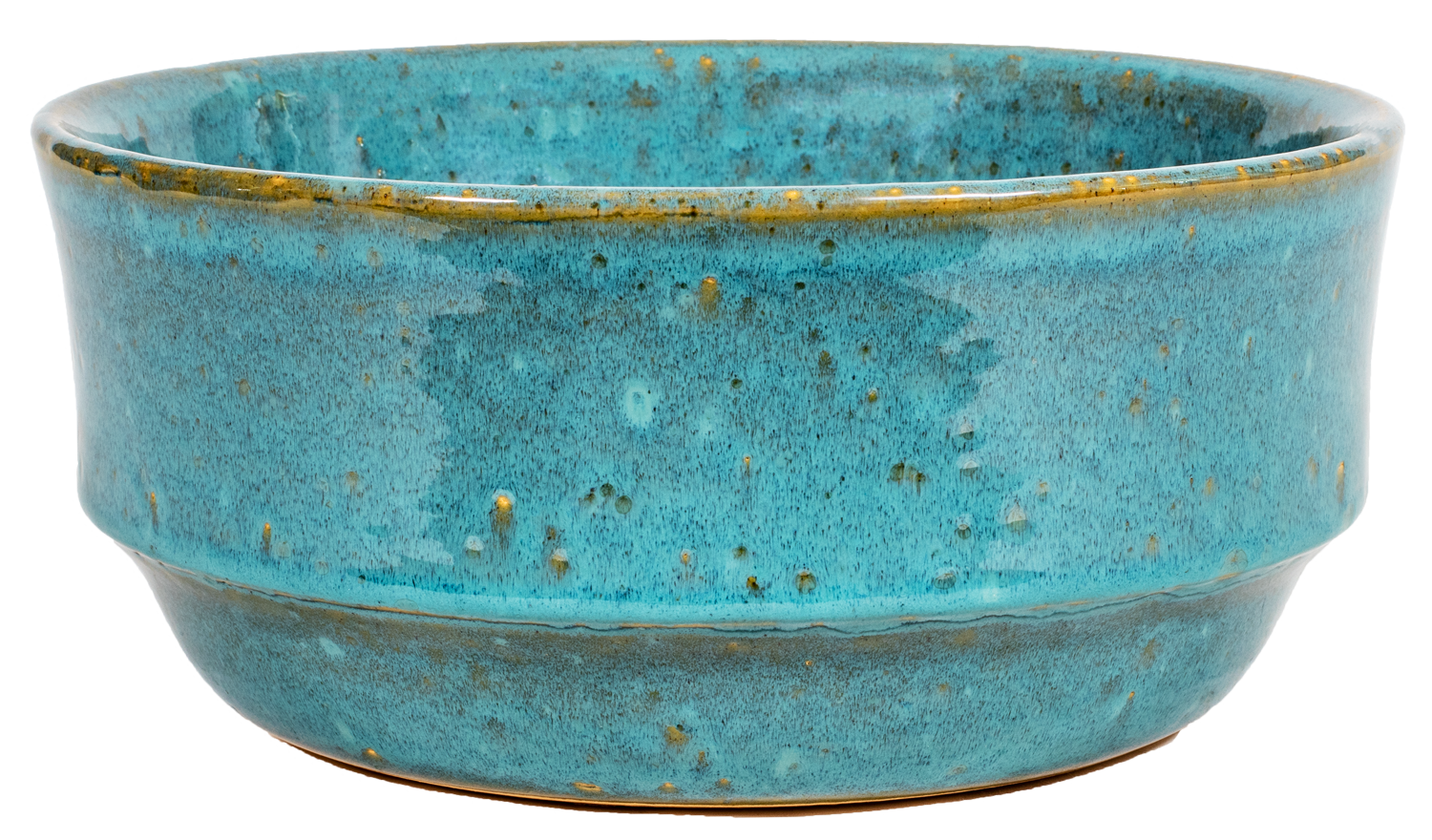 Large rounded bowl planter in turquoise glaze