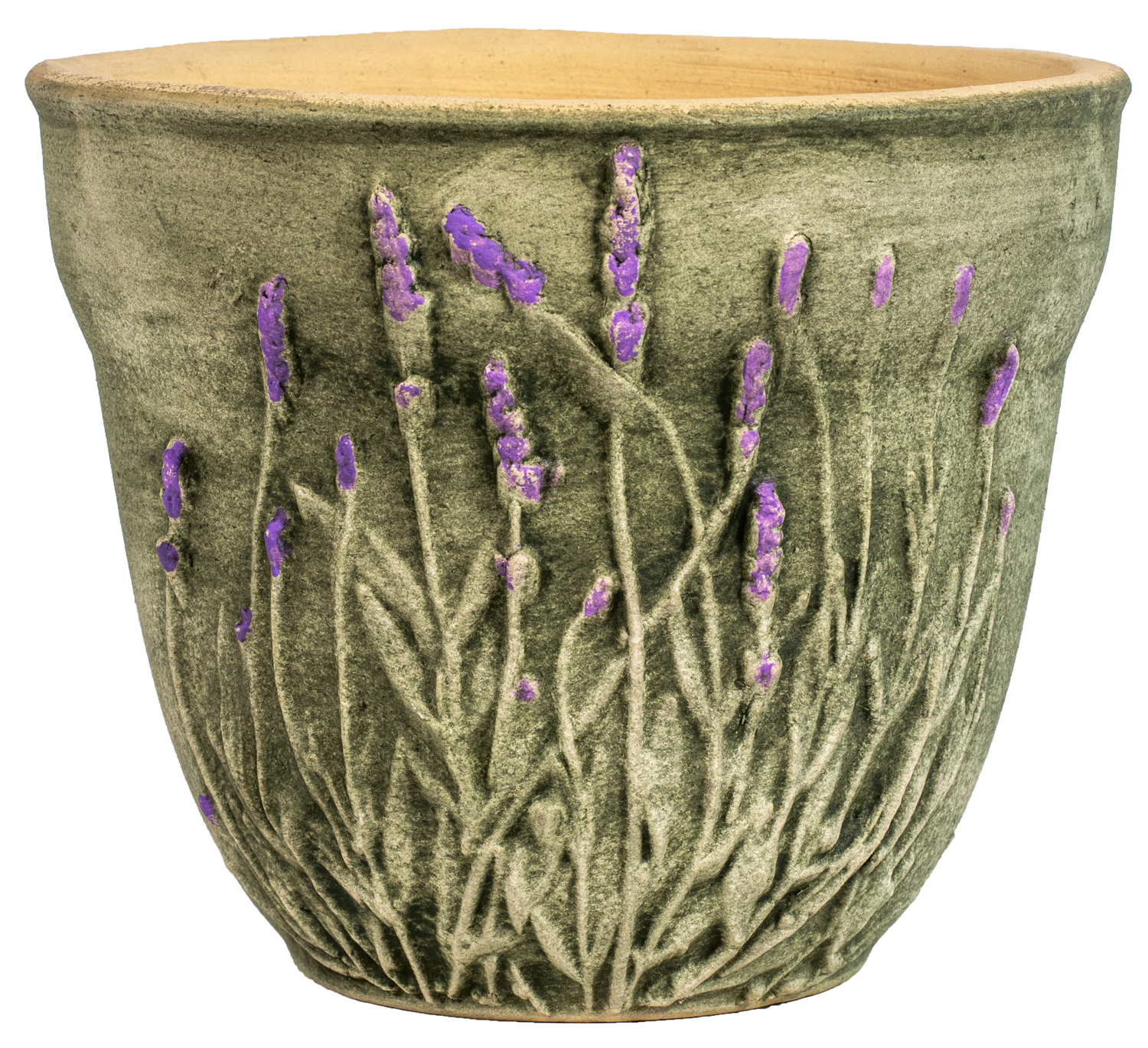 Small hand painted ceramic planter with lavender sprigs