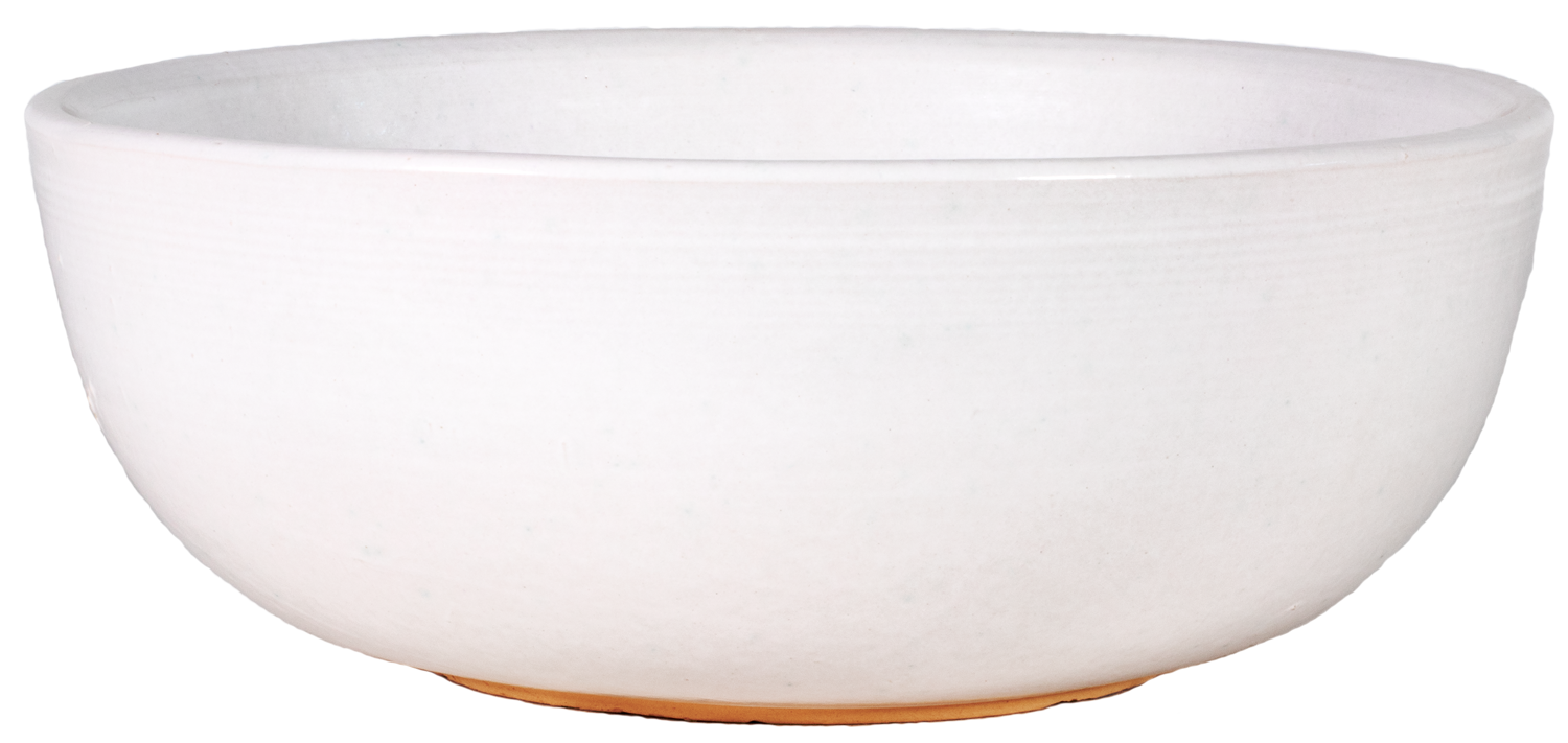low ceramic bowl planter in white