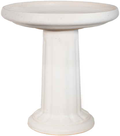 Ceramic white birdbath set with modern clean column design