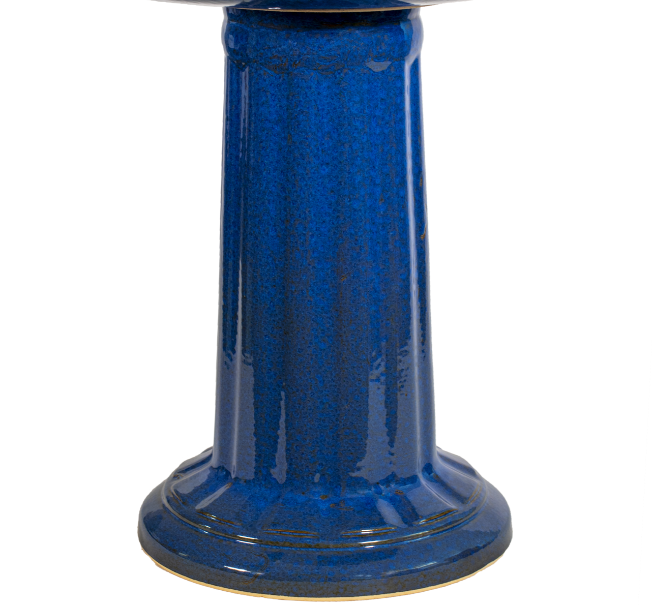 ceramic blue birdbath pedestal with column design