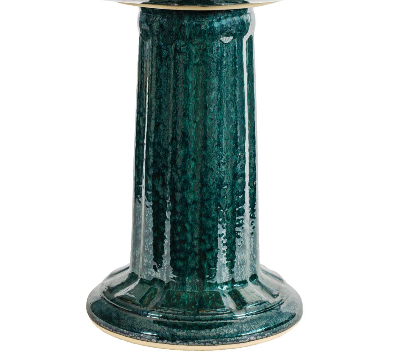 ceramic green birdbath pedestal with column design