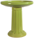 Ceramic column style birdbath set in lime green glaze