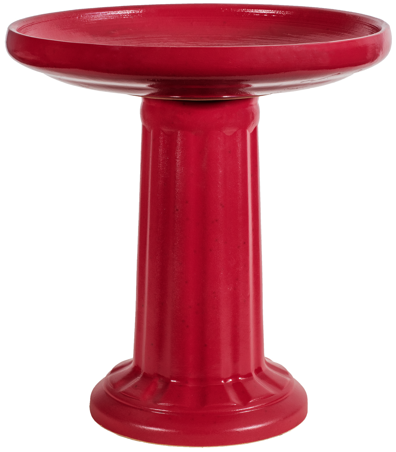 Ceramic red birdbath set with modern clean column design