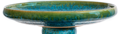 large turquoise modern ceramic birdbath top