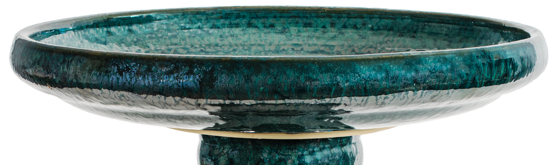 large dark green modern ceramic birdbath top