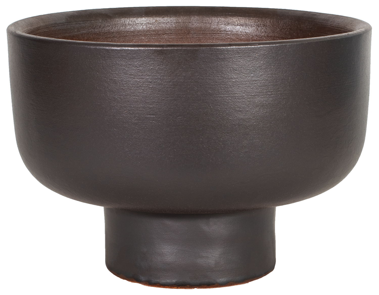 large ceramic brown planter with built in pedestal