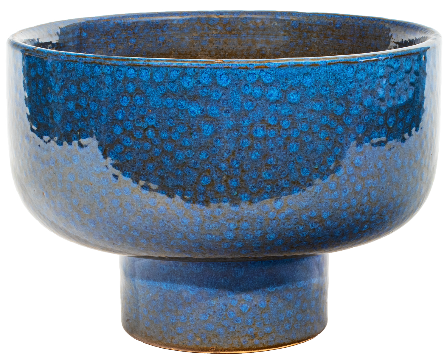 large ceramic Blue spotted planter with built in pedestal
