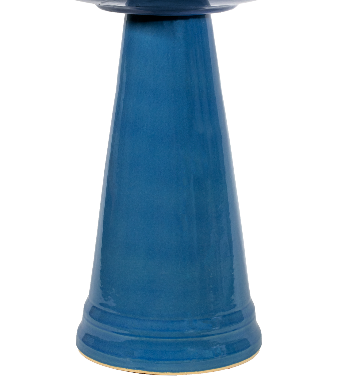 ceramic light blue birdbath pedestal with a simple clean modern design