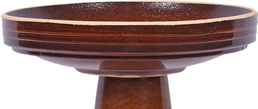 locking ceramic birdbath top in orange brown glaze