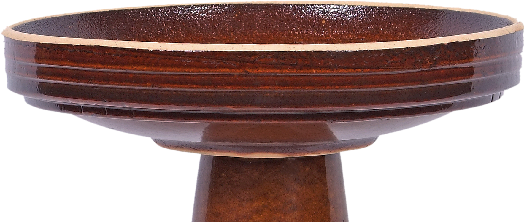 locking ceramic birdbath top in orange brown glaze