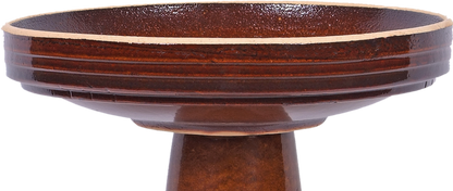locking ceramic birdbath top in orange brown glaze