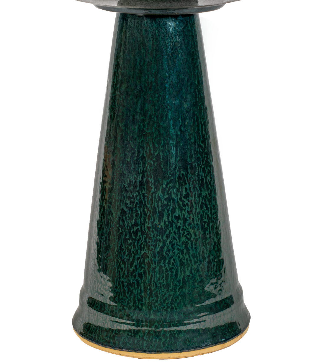 ceramic dark green birdbath pedestal with a simple clean modern design