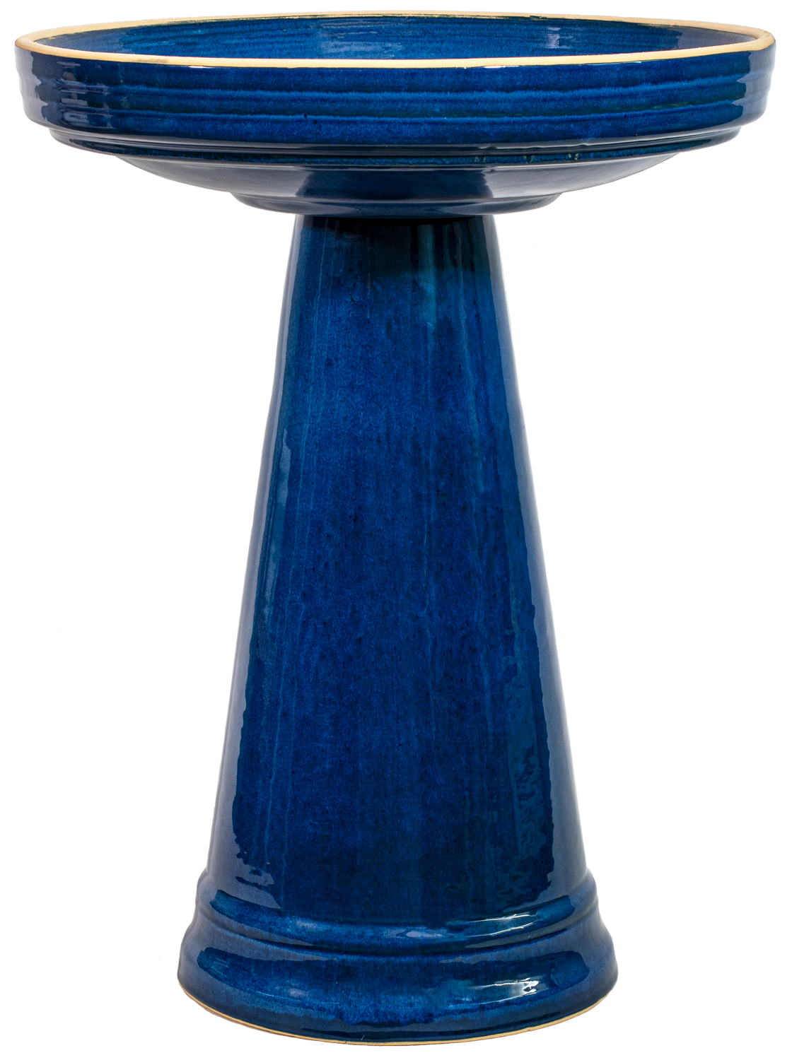 ceramic Blue birdbath with simple modern smooth design