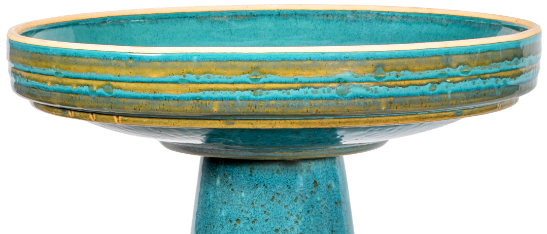 locking ceramic birdbath top in turquoise glaze