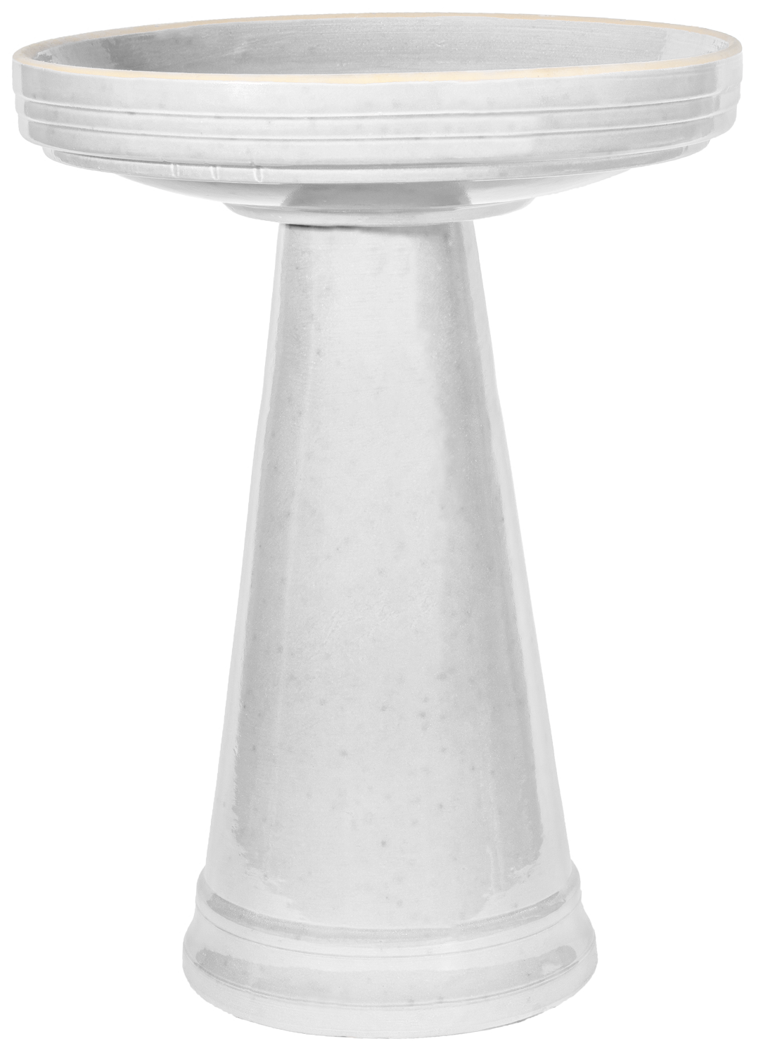 ceramic white birdbath with simple modern smooth design
