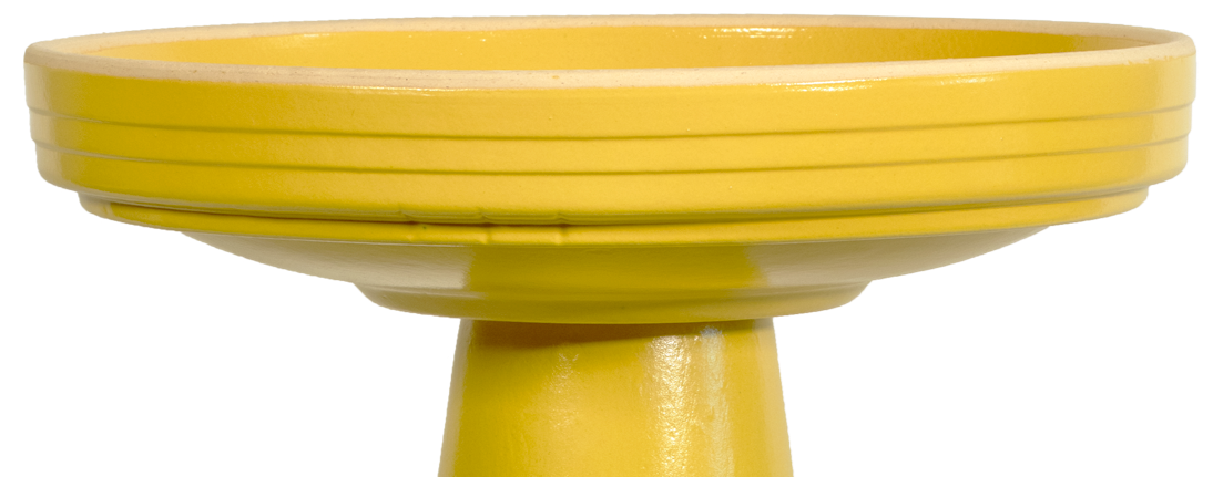 locking ceramic birdbath top in yellow glaze