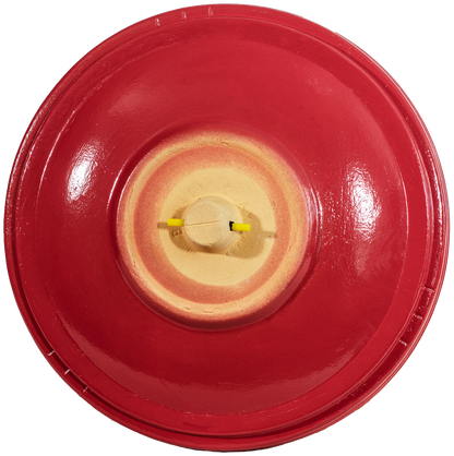 locking ceramic birdbath top in red glaze back side of top