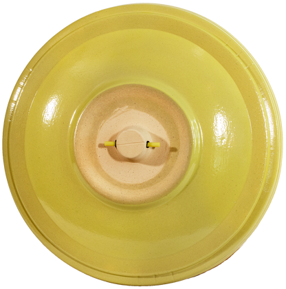 locking ceramic birdbath top in yellow glaze back side of top