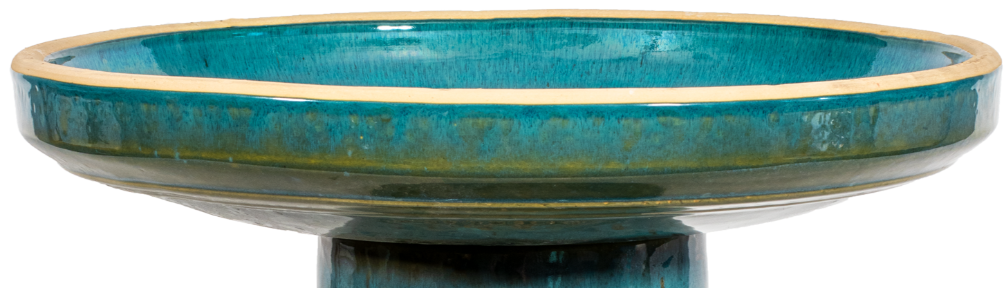 large turquoise modern ceramic birdbath top