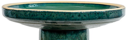 Large modern ceramic green birdbath top