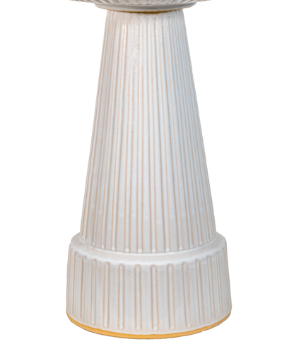 ceramic white glazed pedestal with vertical stripes