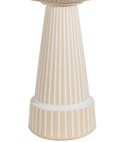 ceramic clay white stained pedestal with vertical stripes