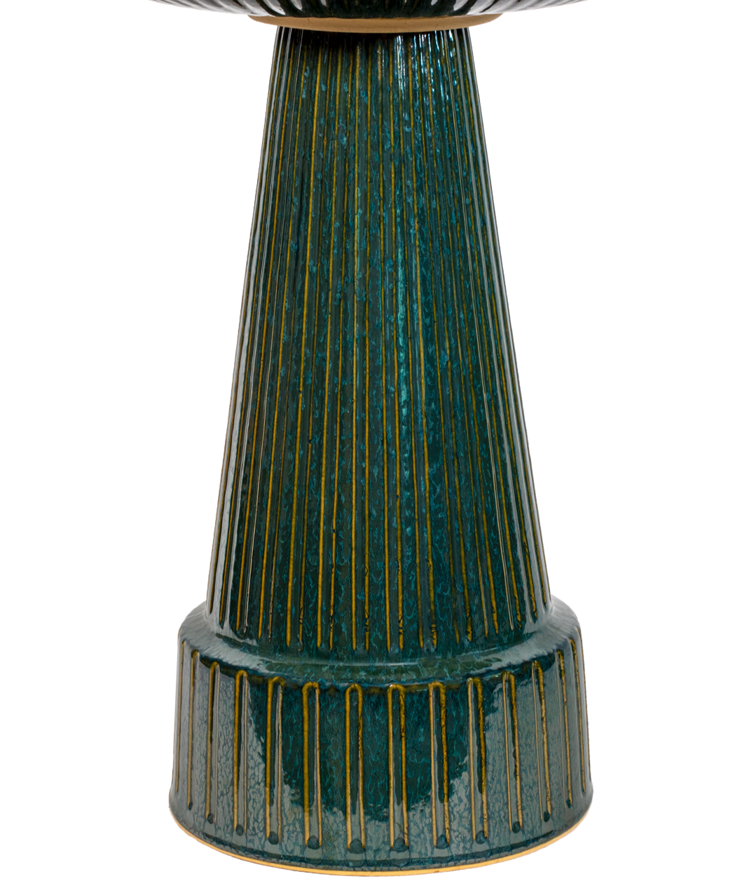 ceramic green glazed pedestal with vertical stripes