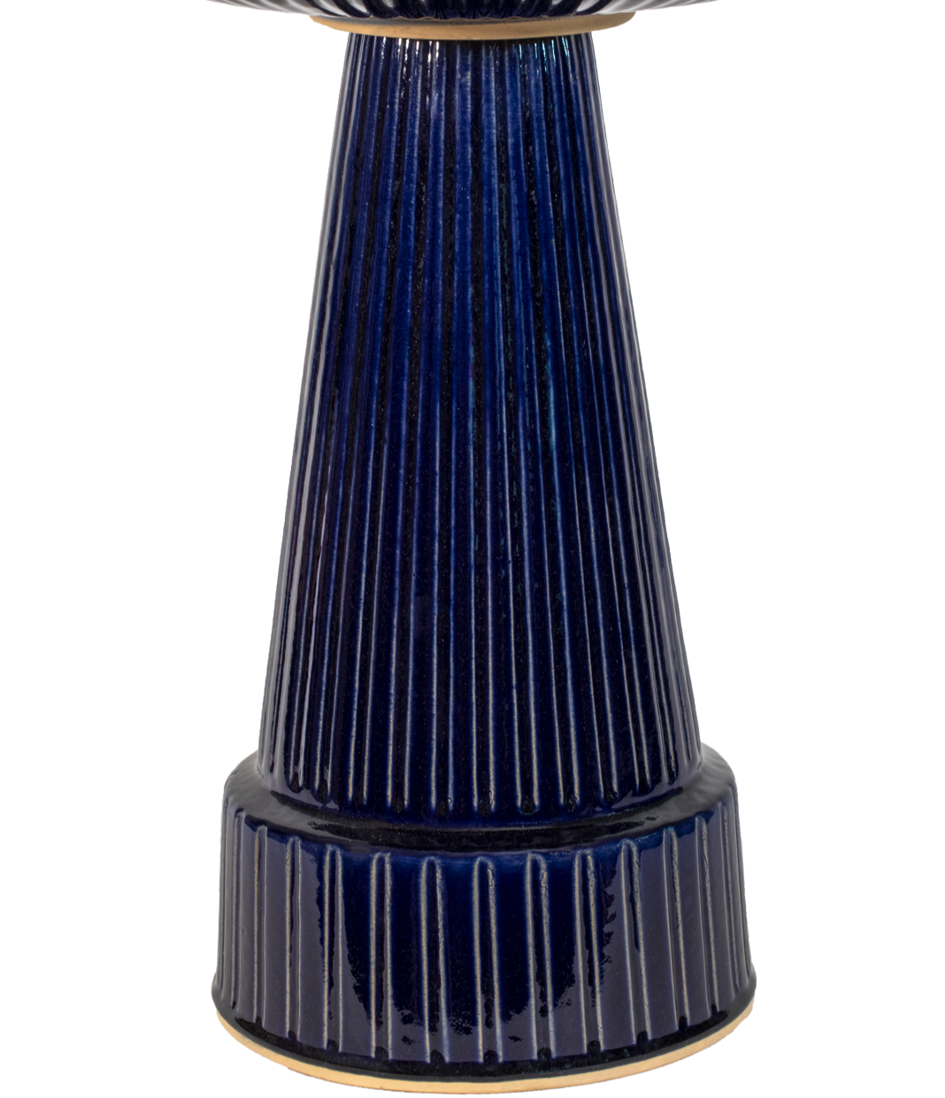 ceramic blue glazed pedestal with vertical stripes