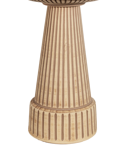 ceramic clay brown stained pedestal with vertical stripes